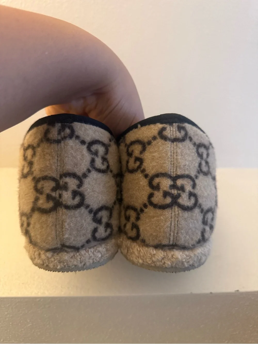Gucci Beige & Black GG Wool Horsebit Slip-On Loafers